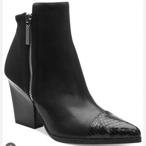 Donald J Pliner Volt Black Leather Ankle Booties Snakeskin Toe Sz 10 Luxe Edge